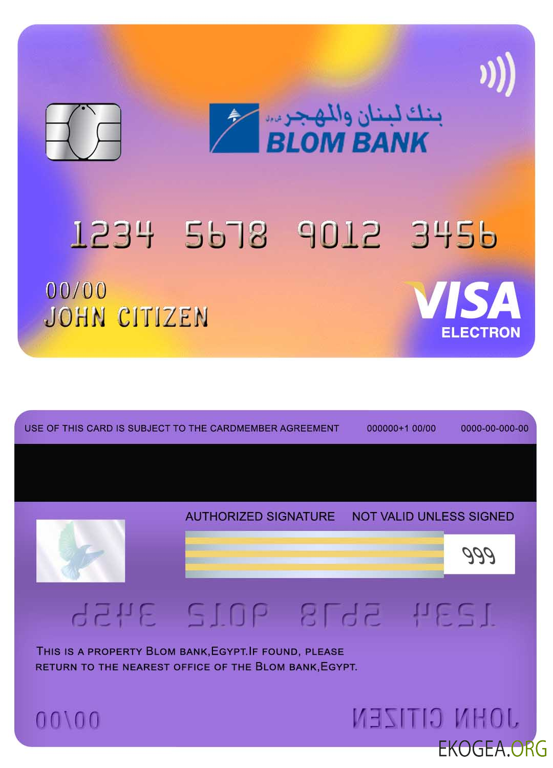 Carte électronique visa bancaire Egypte Blom
